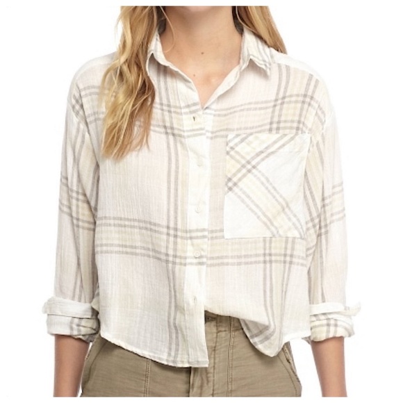 Free People “Cutie” Plaid Cropped Shirt XS - Picture 1 of 11